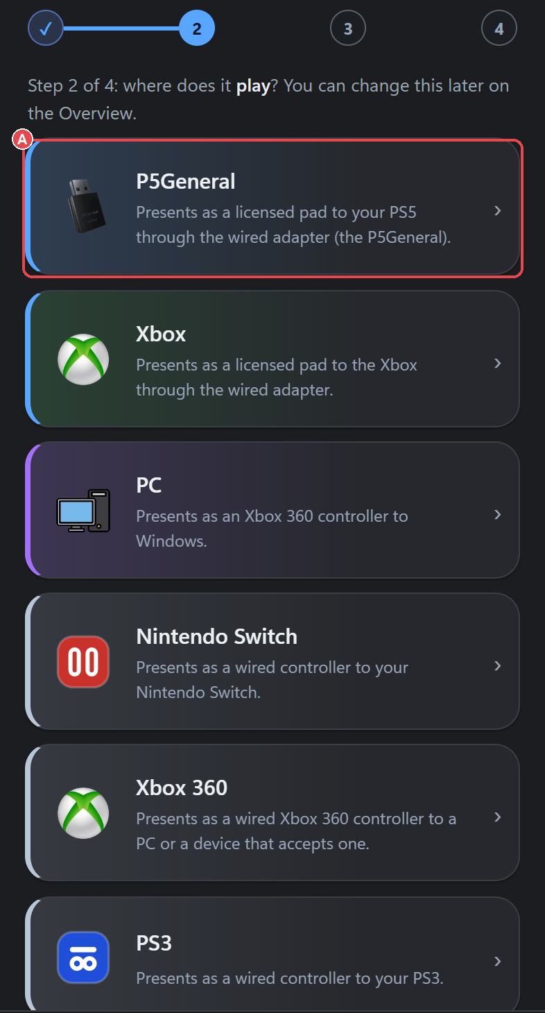 Where-does-it-play list: (A) the P5General option.